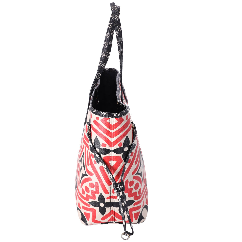 Louis Vuitton Neverfull MM LV Crafty Tote Bag Creme Rouge Giant Monogram