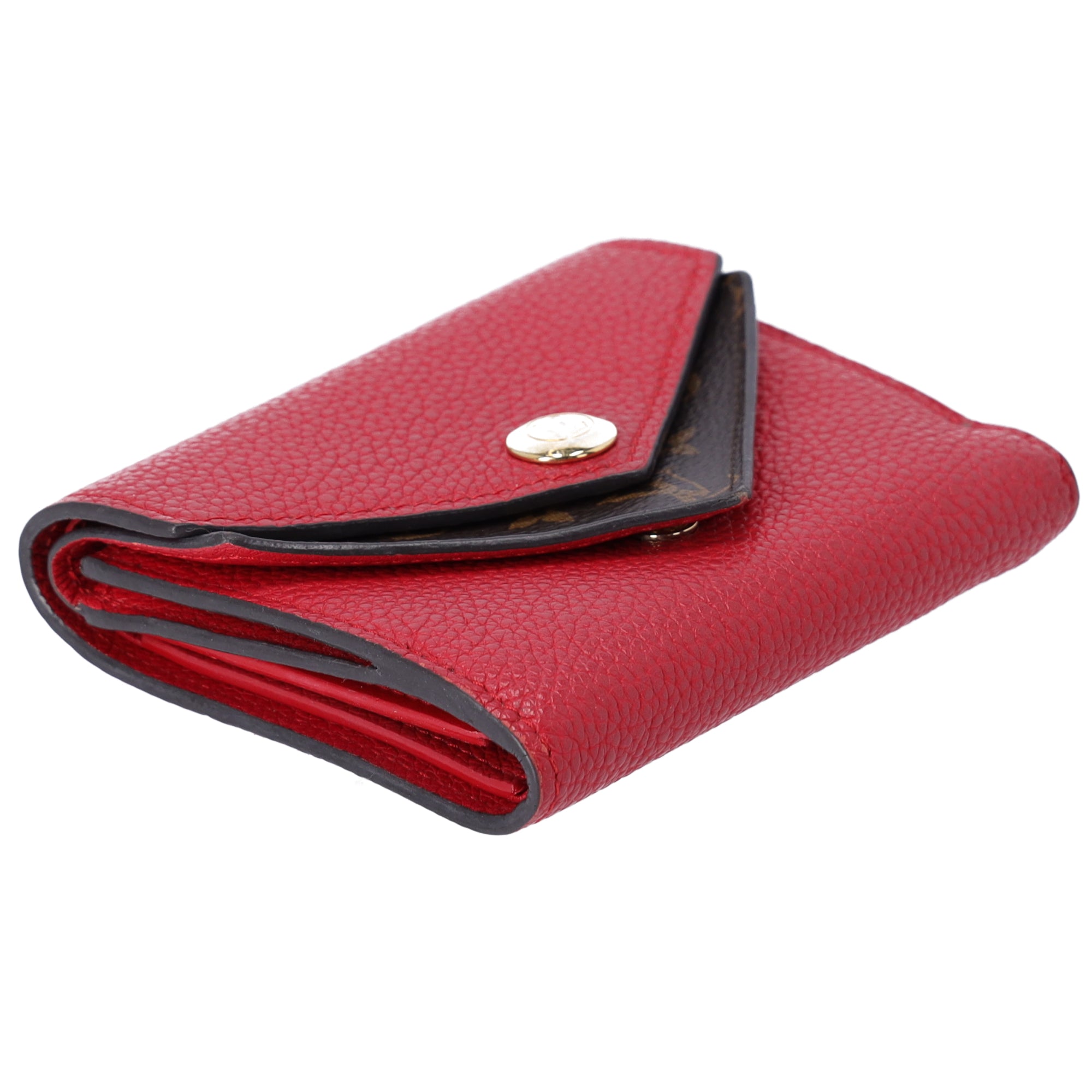 Louis Vuitton Double V Compact Trifold Wallet M64419 Ruby Red Brown Monogram