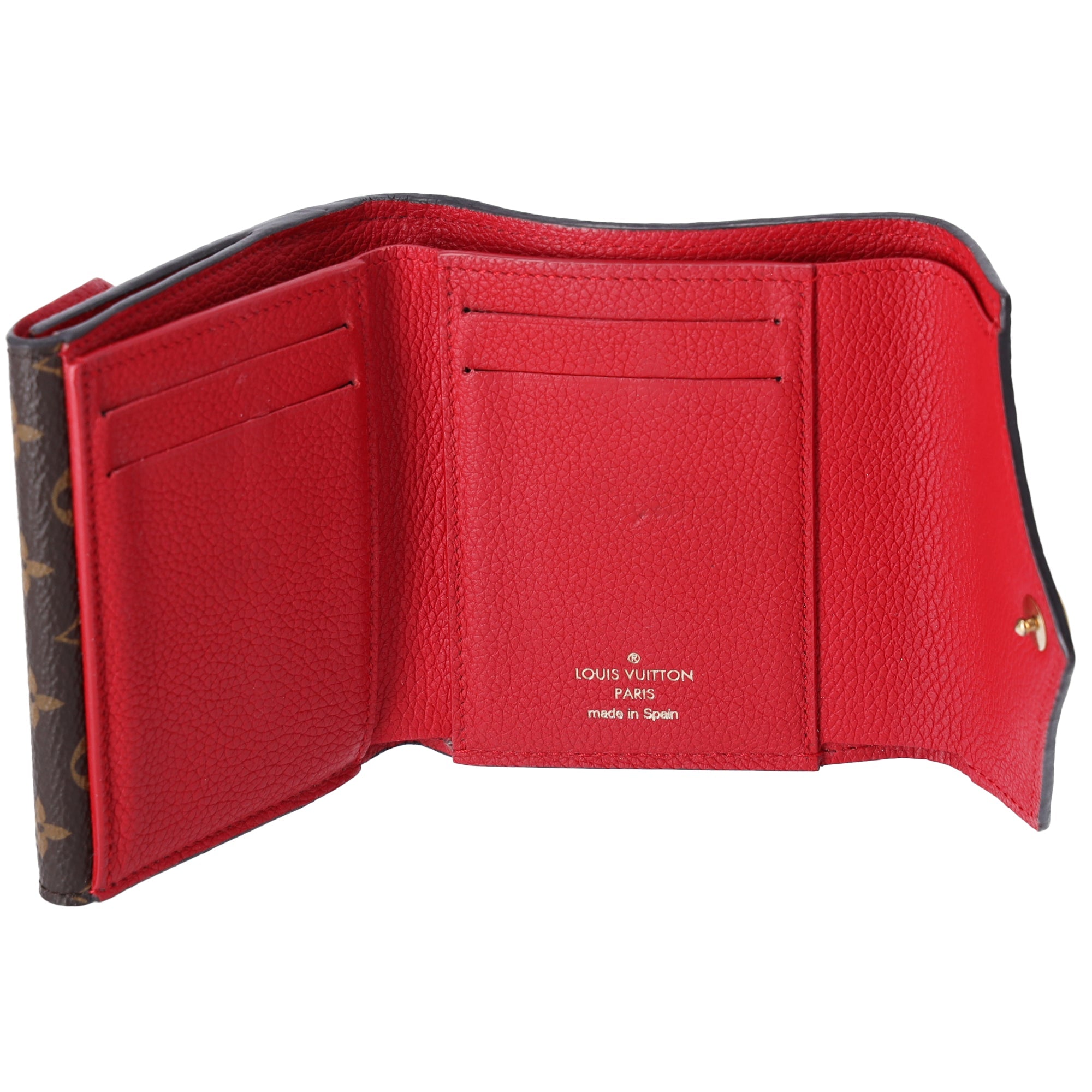 Louis Vuitton Double V Compact Trifold Wallet M64419 Ruby Red Brown Monogram