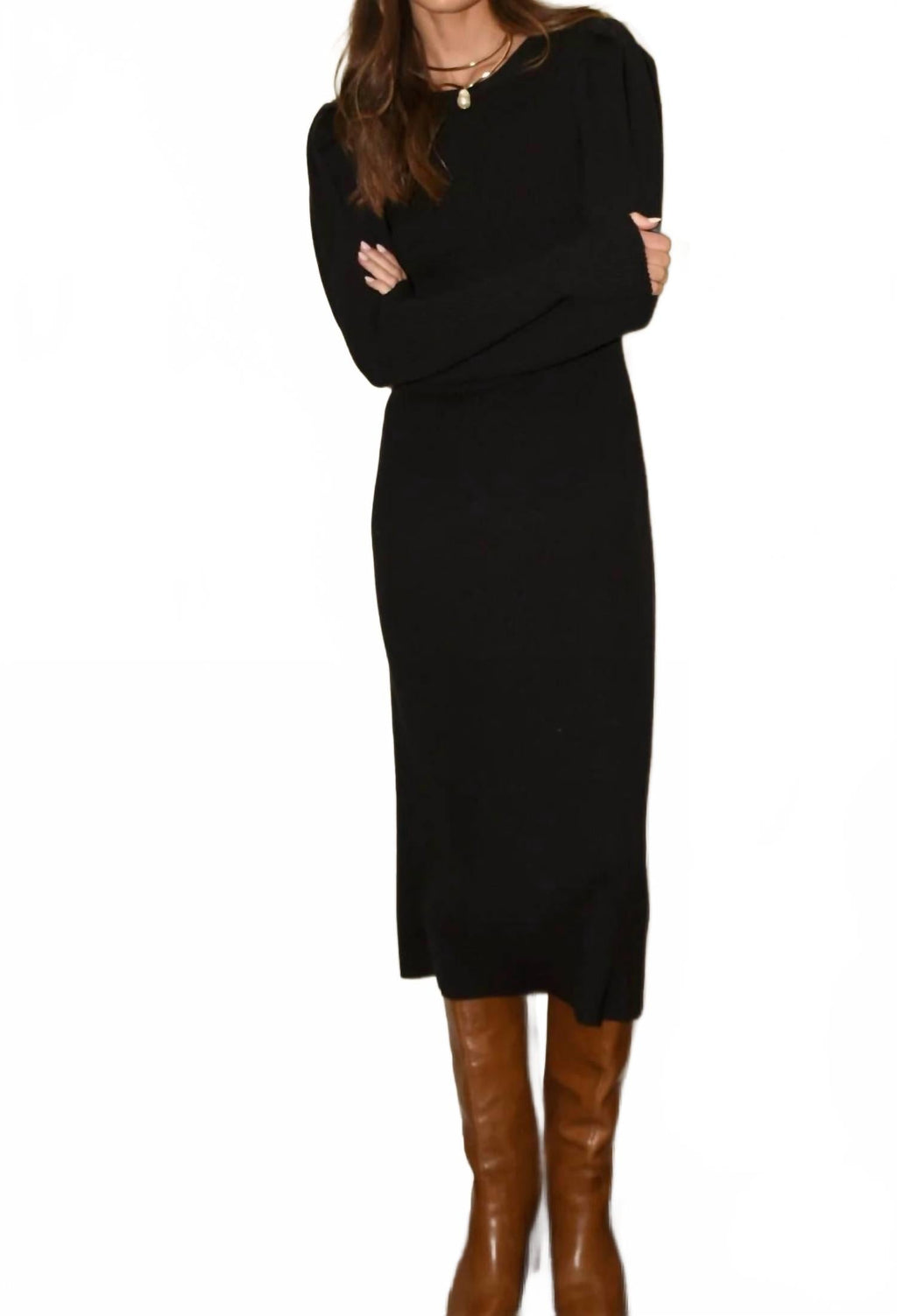 Honor Sweater Kinit Midi Dress In Black
