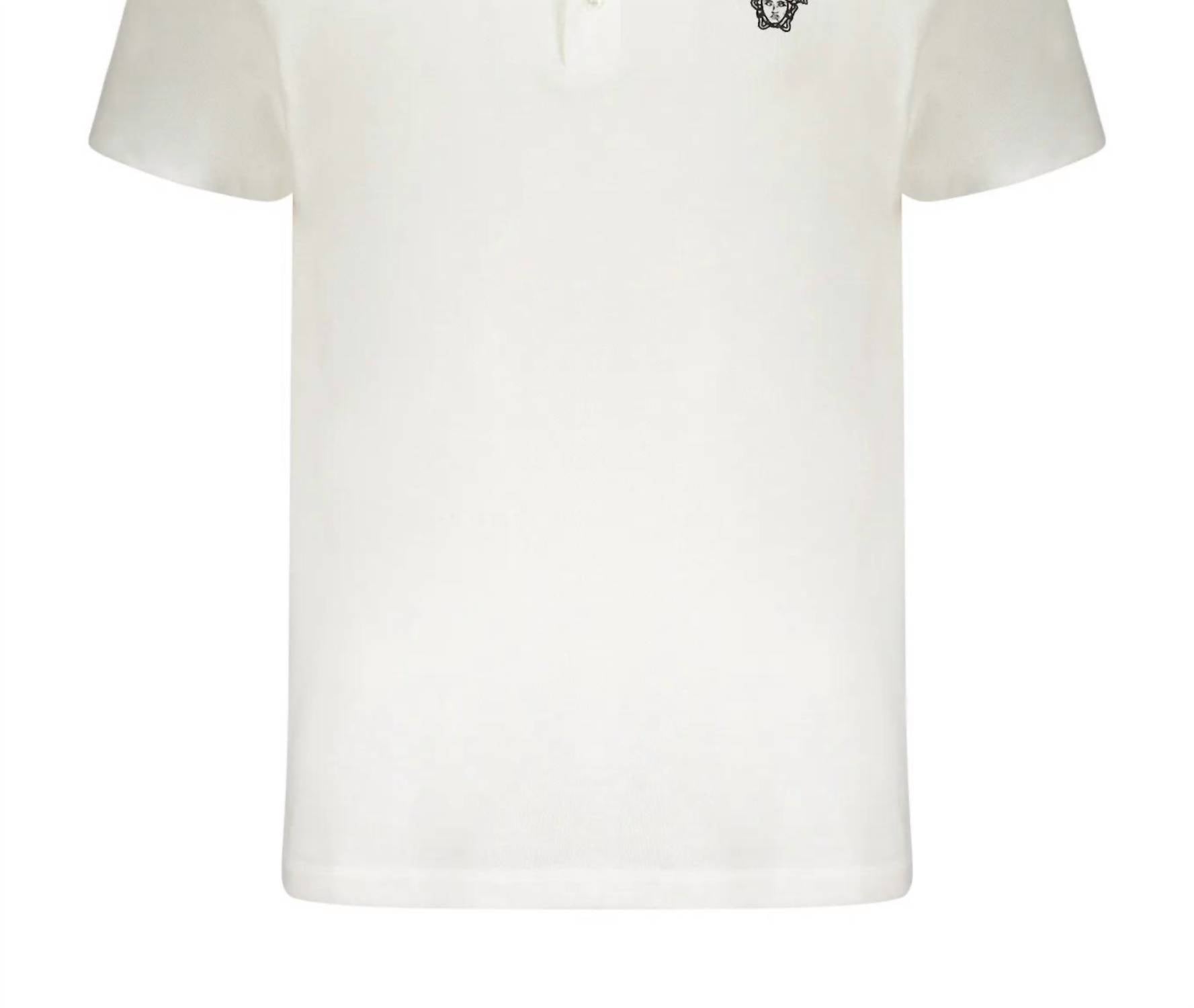 Men's Embroidered Cotton Polo Shirt In White