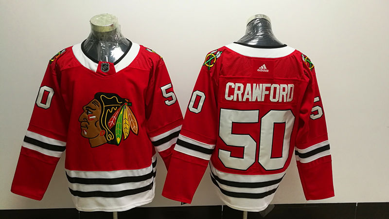 Men's Chicago Blackhawks Corey Crawford #50 Red Home Breakaway Player jersey