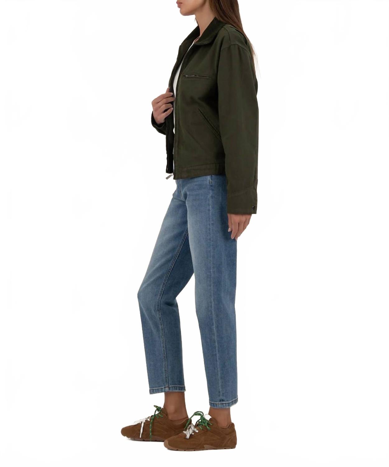 Hudson Zip Front Jacket In Dark Olive