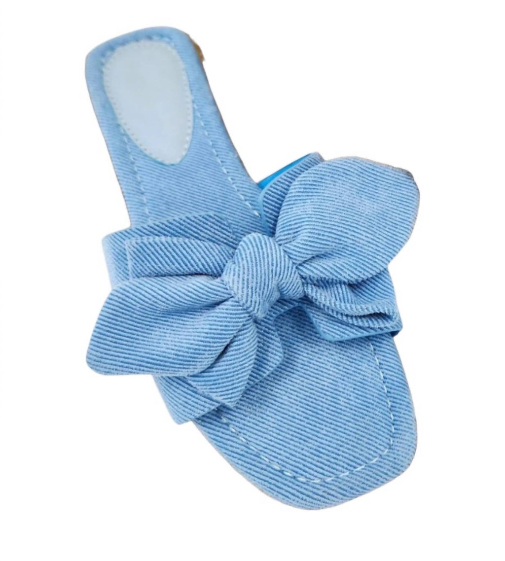 Women's Cassandra Bow Detail Flat Sandal In Denim