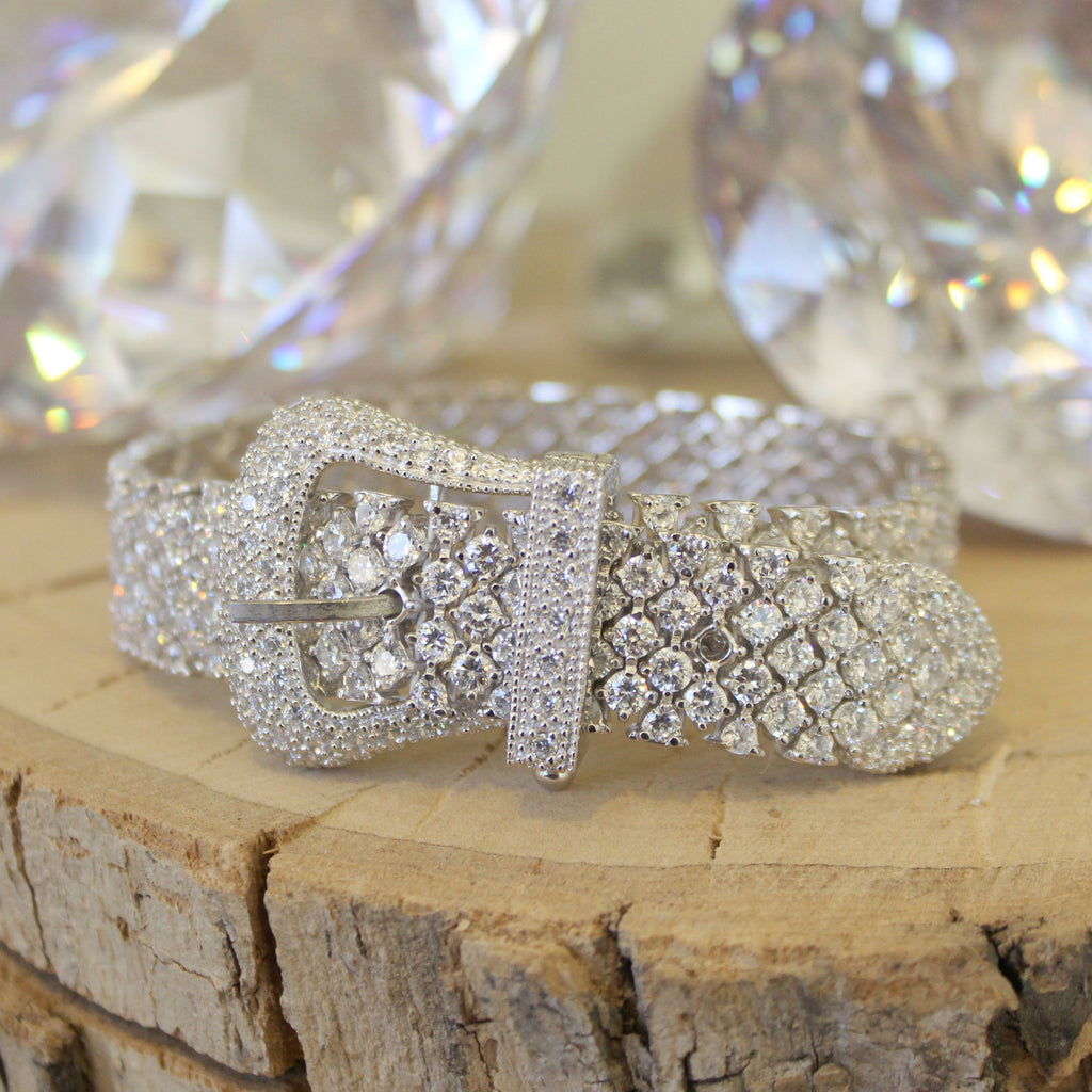 Rhodium 925 Sterling Silver Bracelet with AAA Grade CZ in Clear