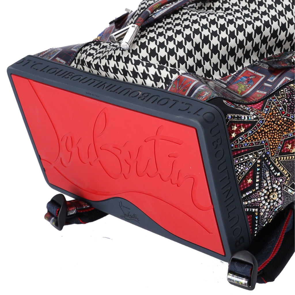 Christian Louboutin Explorafunk Backpack Black White Multi Jacquard Leather
