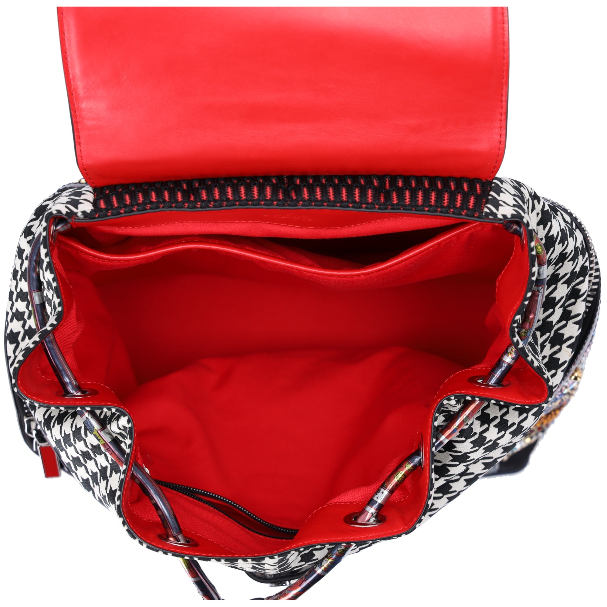 Christian Louboutin Explorafunk Backpack Black White Multi Jacquard Leather