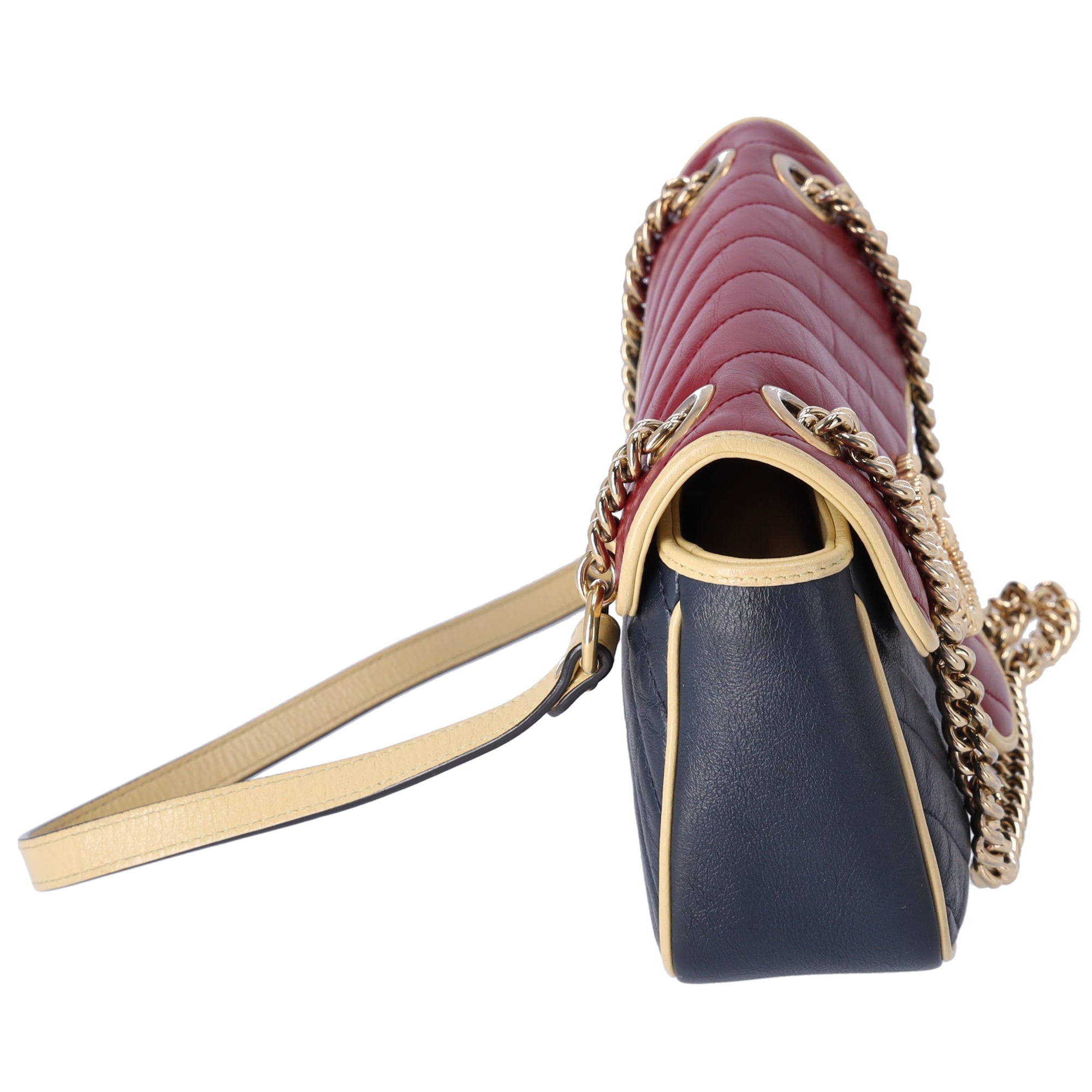 GUCCI GG Marmont Quilting Small Shoulder Bag 443497 Red Navy Cream