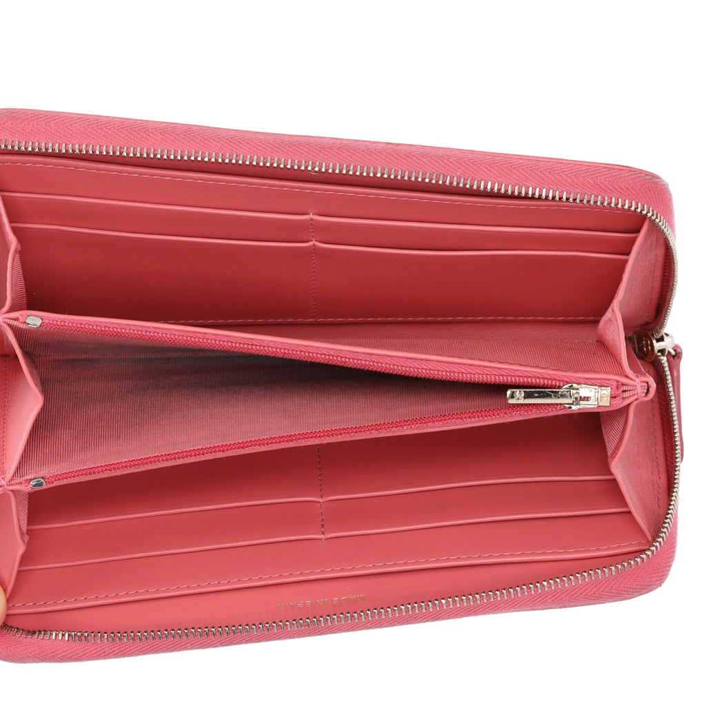 CHANEL Matelasse Long Zippy Wallet Pink Calfskin Caviar Leather