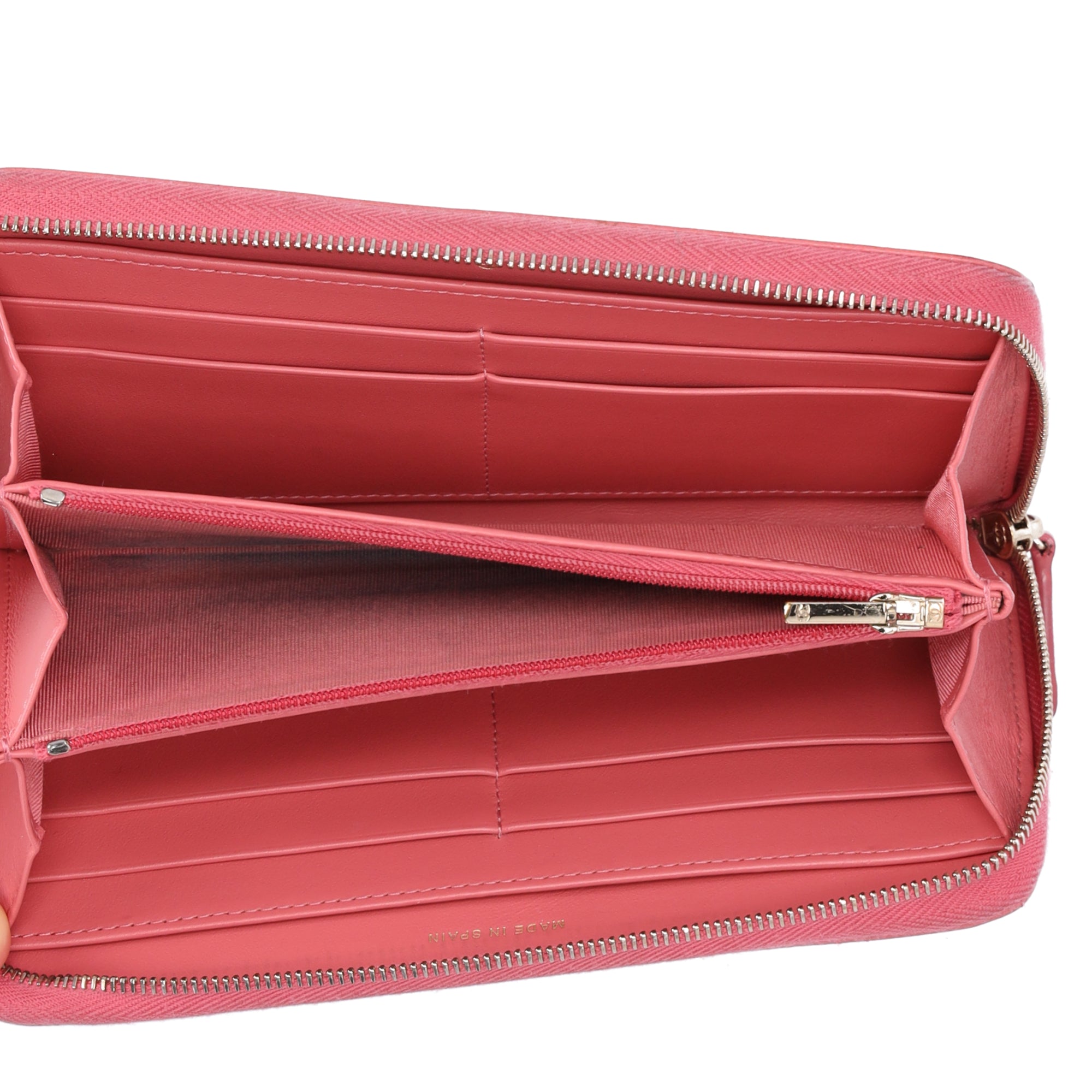 CHANEL Matelasse Long Zippy Wallet Pink Calfskin Caviar Leather