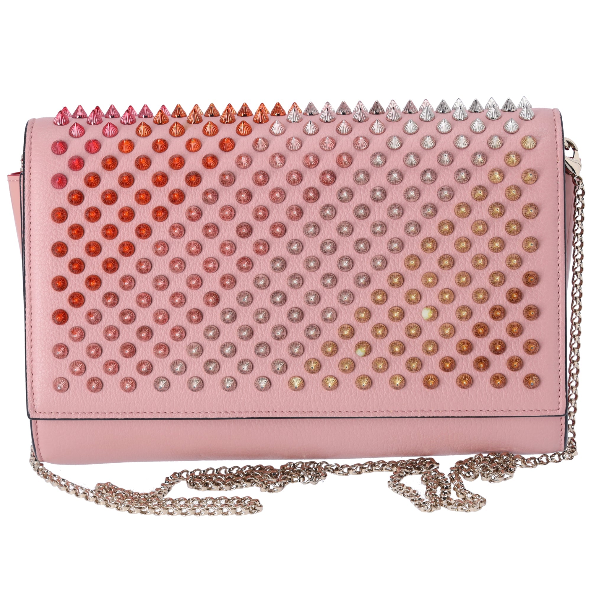 Christian Louboutin Paloma Clutch Crossbody Pink Red Multicolor Studs