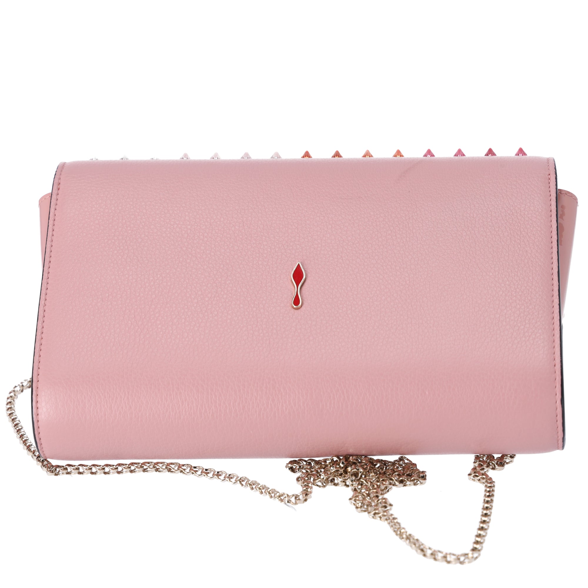 Christian Louboutin Paloma Clutch Crossbody Pink Red Multicolor Studs
