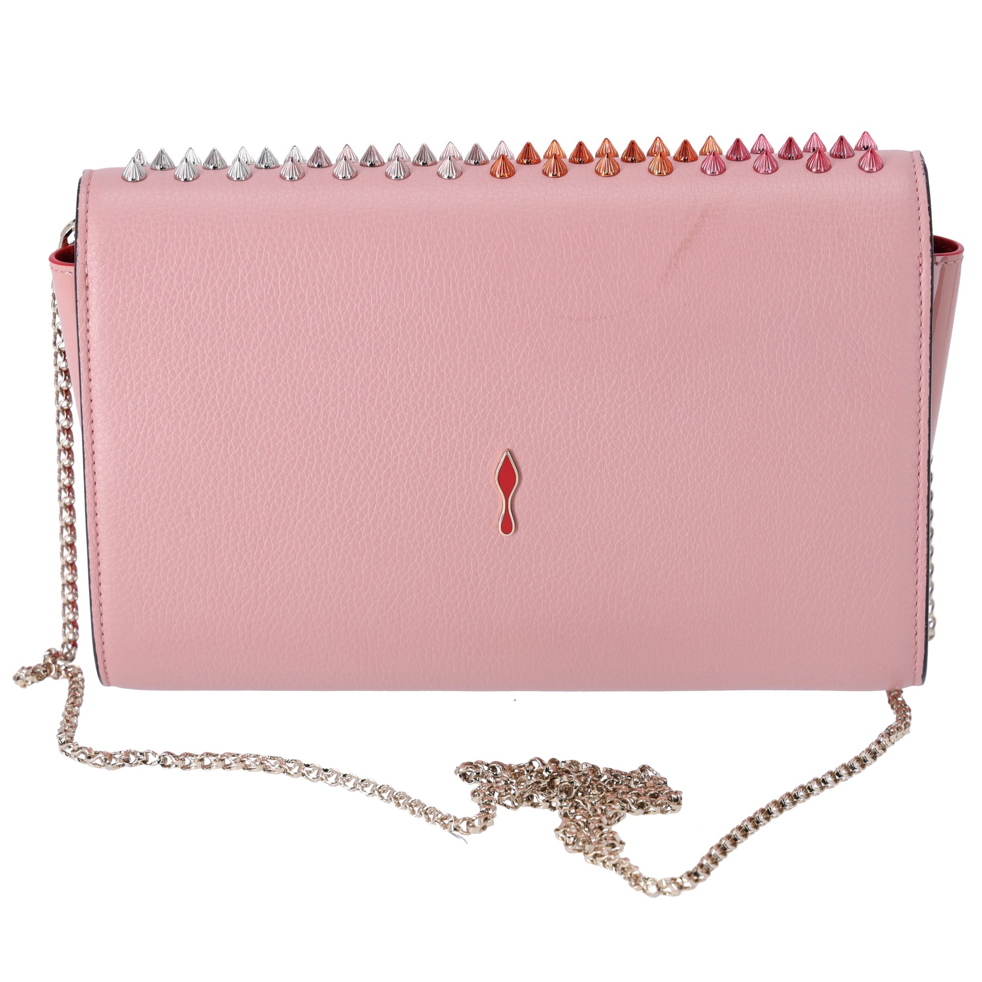 Christian Louboutin Paloma Clutch Crossbody Pink Red Multicolor Studs