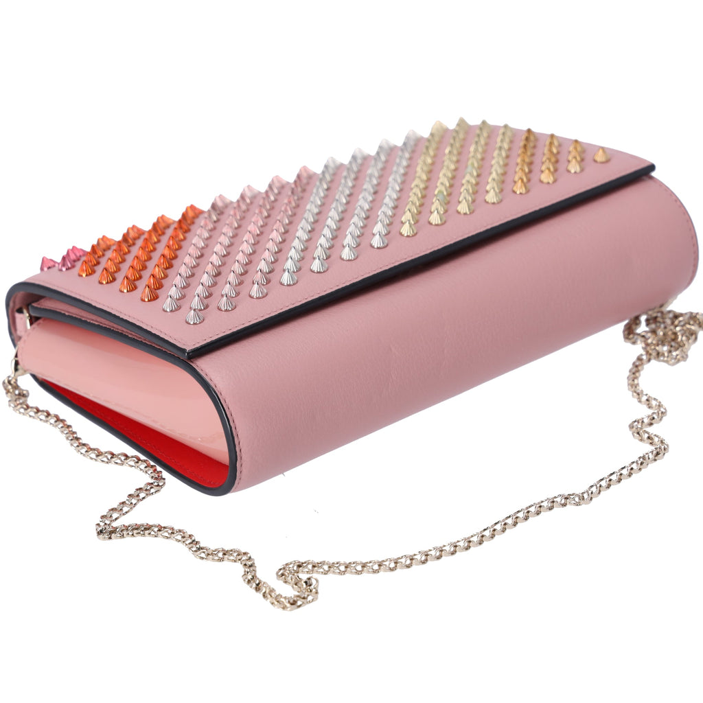 Christian Louboutin Paloma Clutch Crossbody Pink Red Multicolor Studs