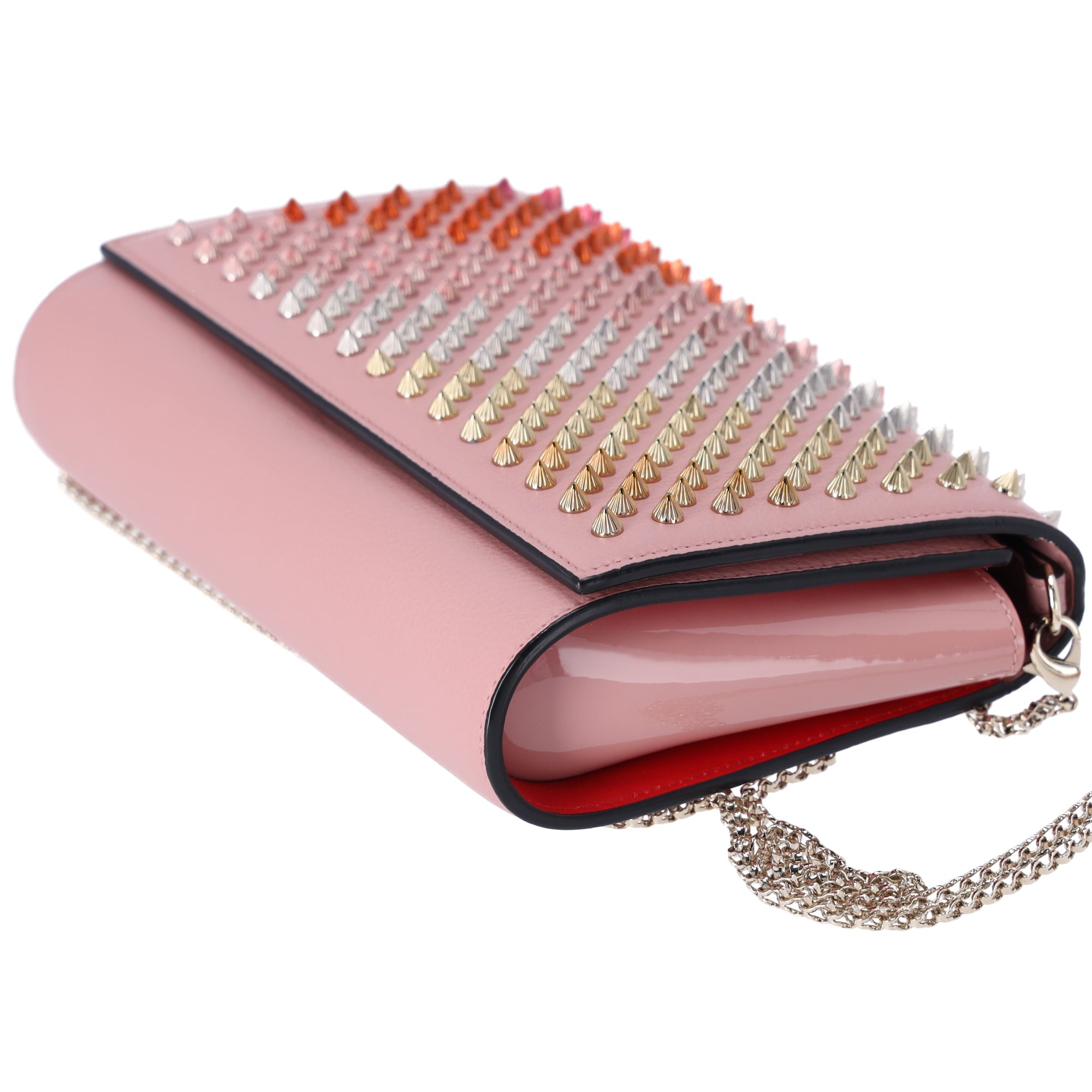 Christian Louboutin Paloma Clutch Crossbody Pink Red Multicolor Studs