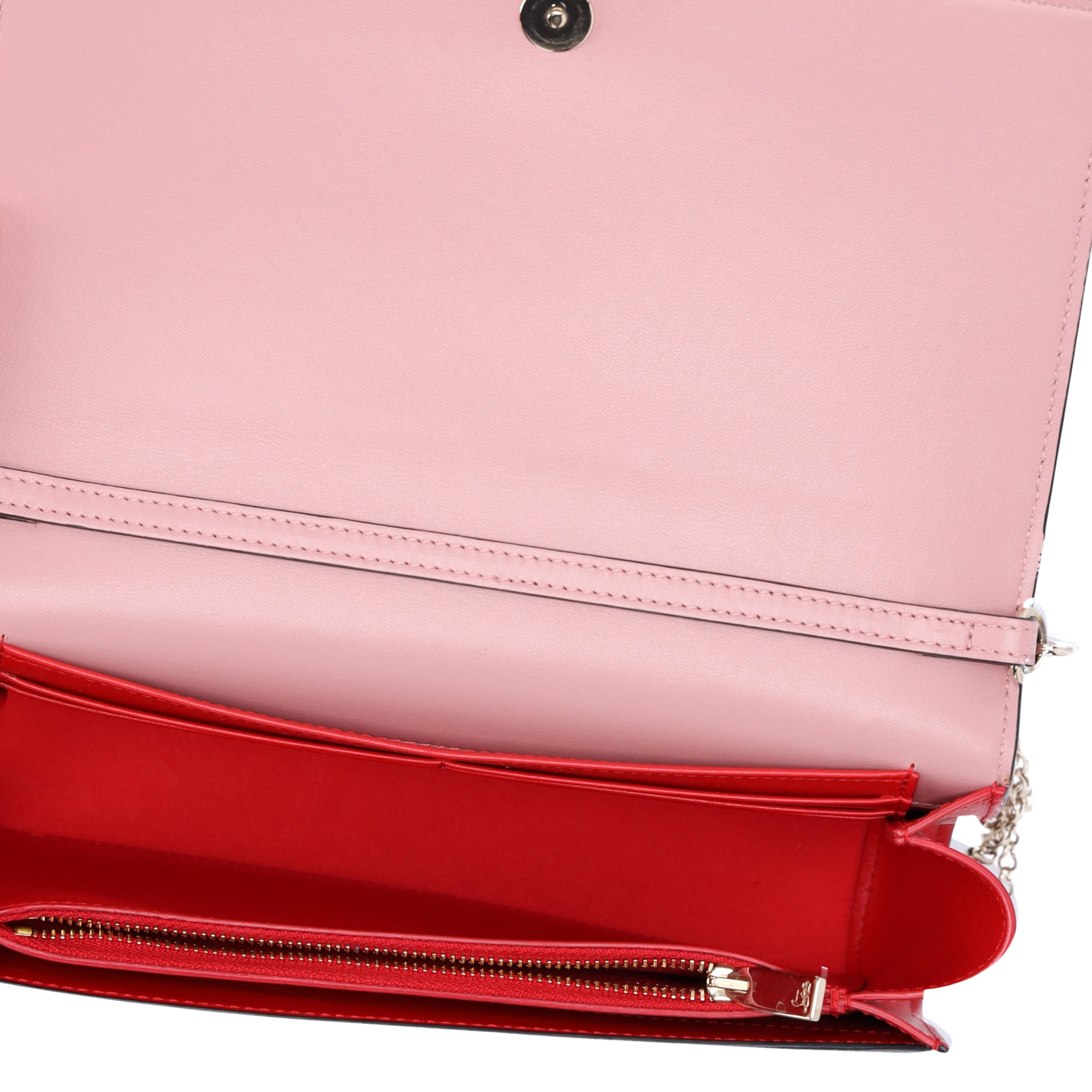 Christian Louboutin Paloma Clutch Crossbody Pink Red Multicolor Studs