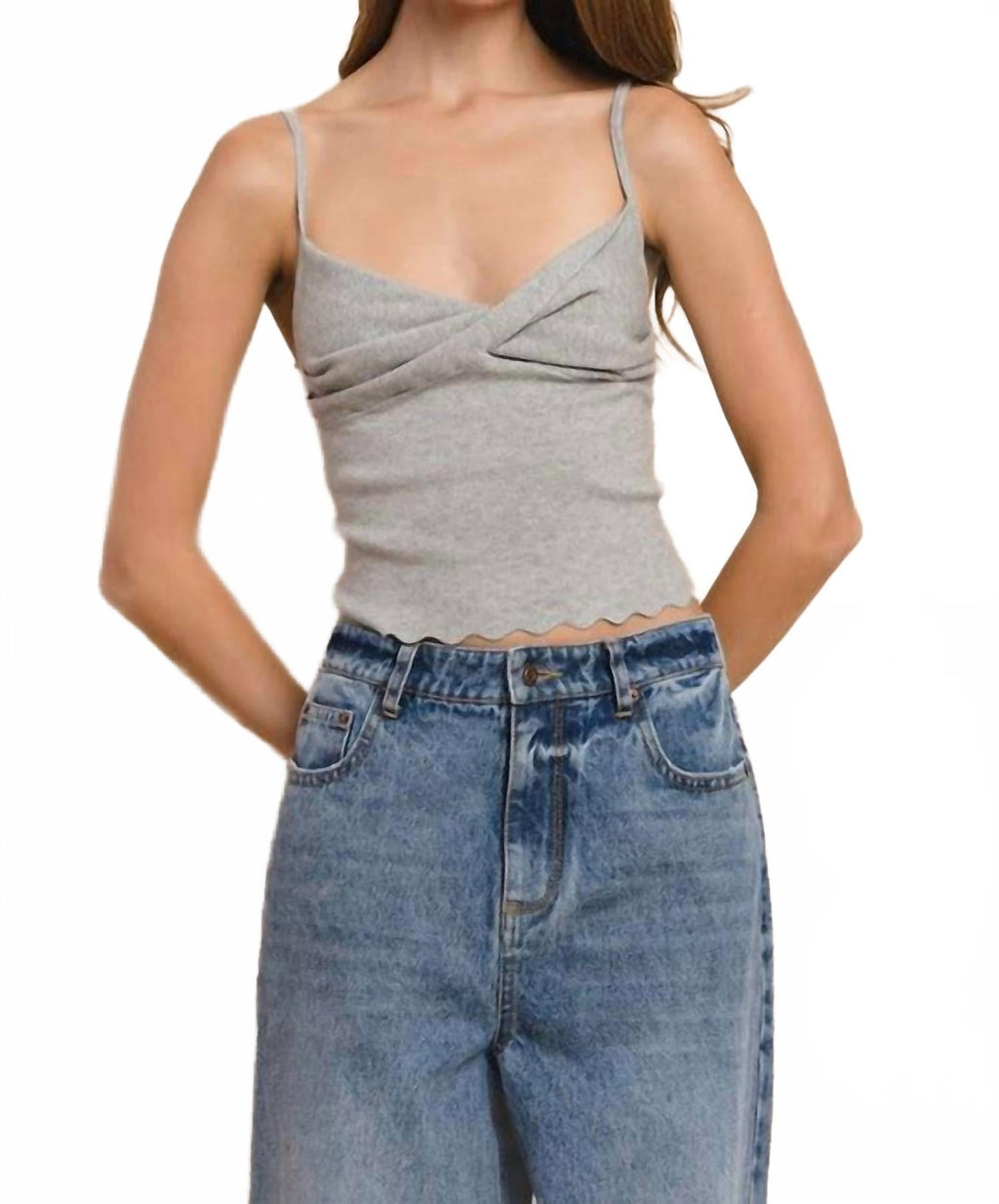 Twist Knit Top In Gray