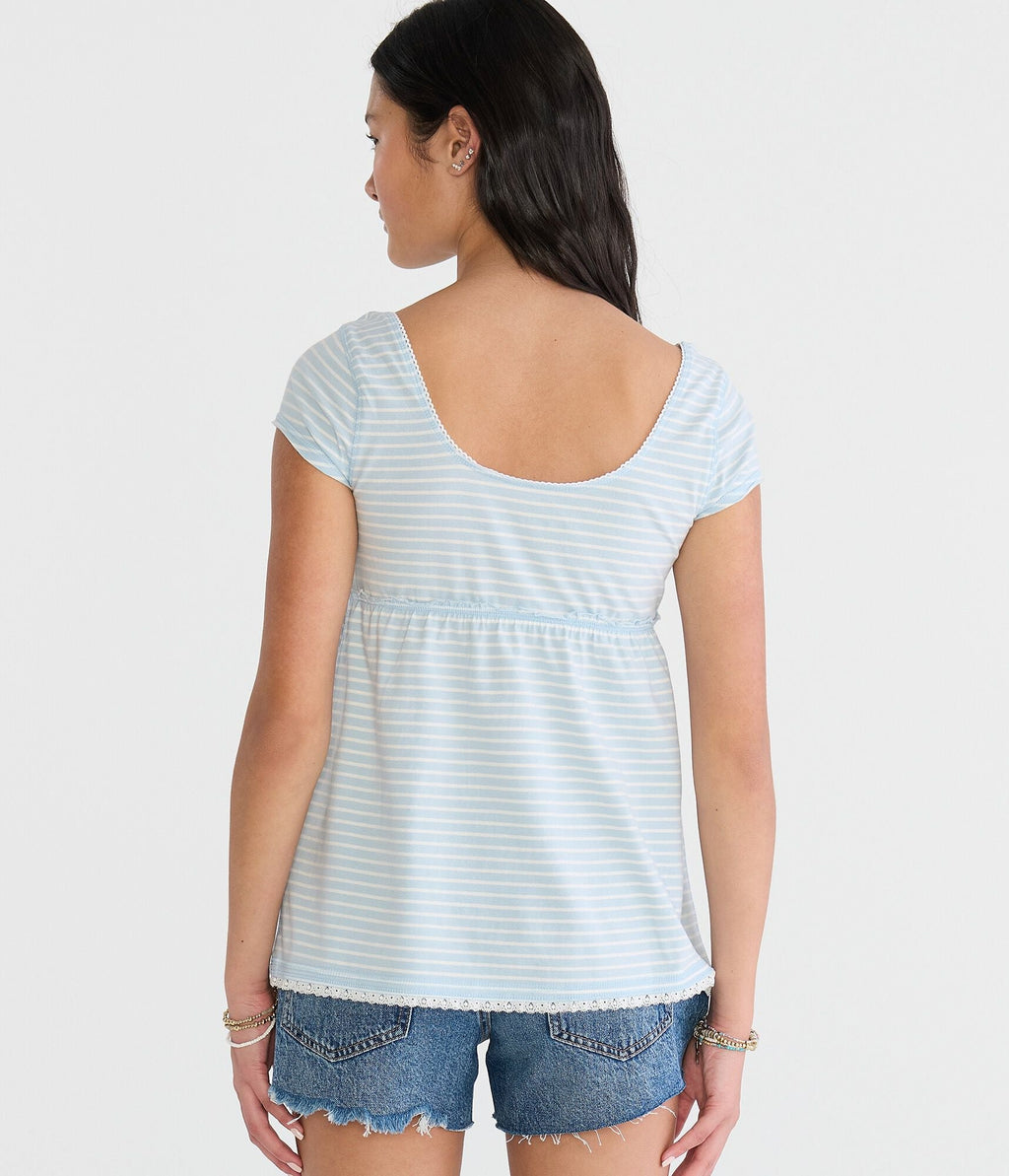 Aeropostale Seriously Soft Striped Y2k Babydoll Henley
