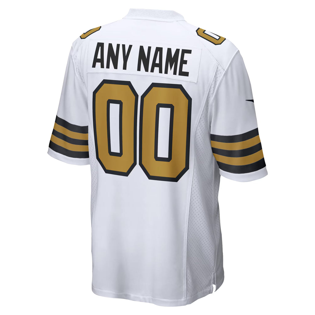 New Orleans Saints White Alternate Custom Game Jersey