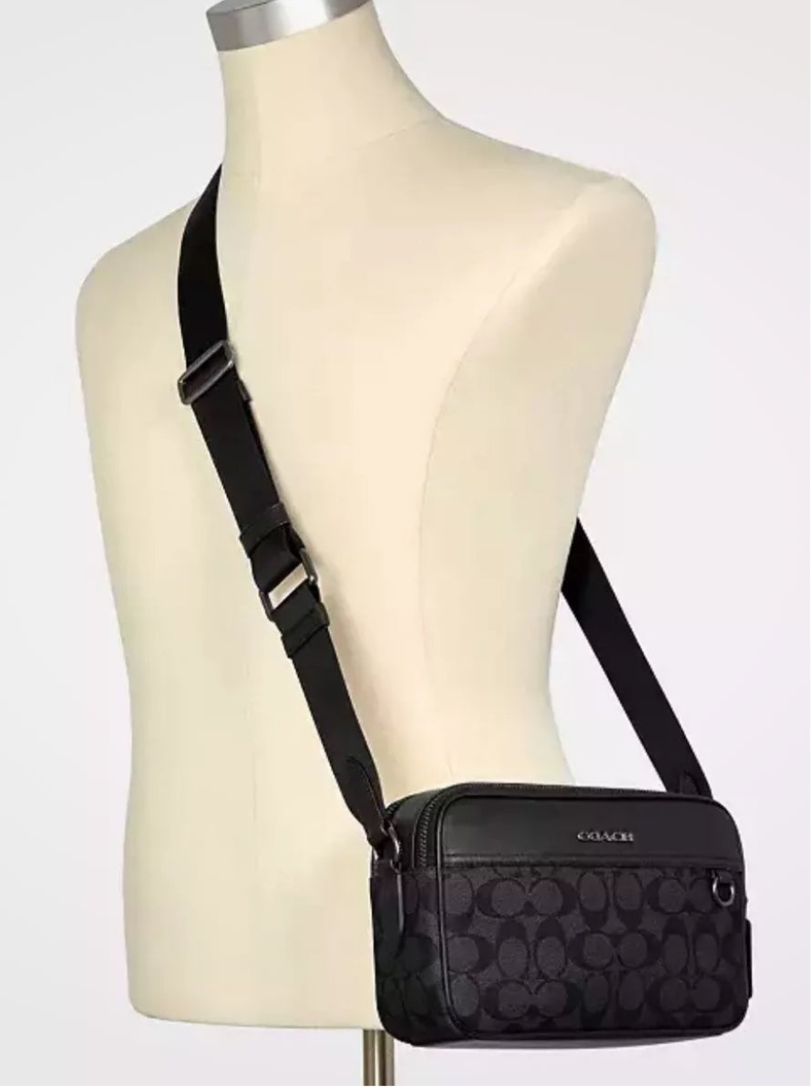 NWT Coach Men’s Graham Crossbody Bag In Signature Canvas & Leather