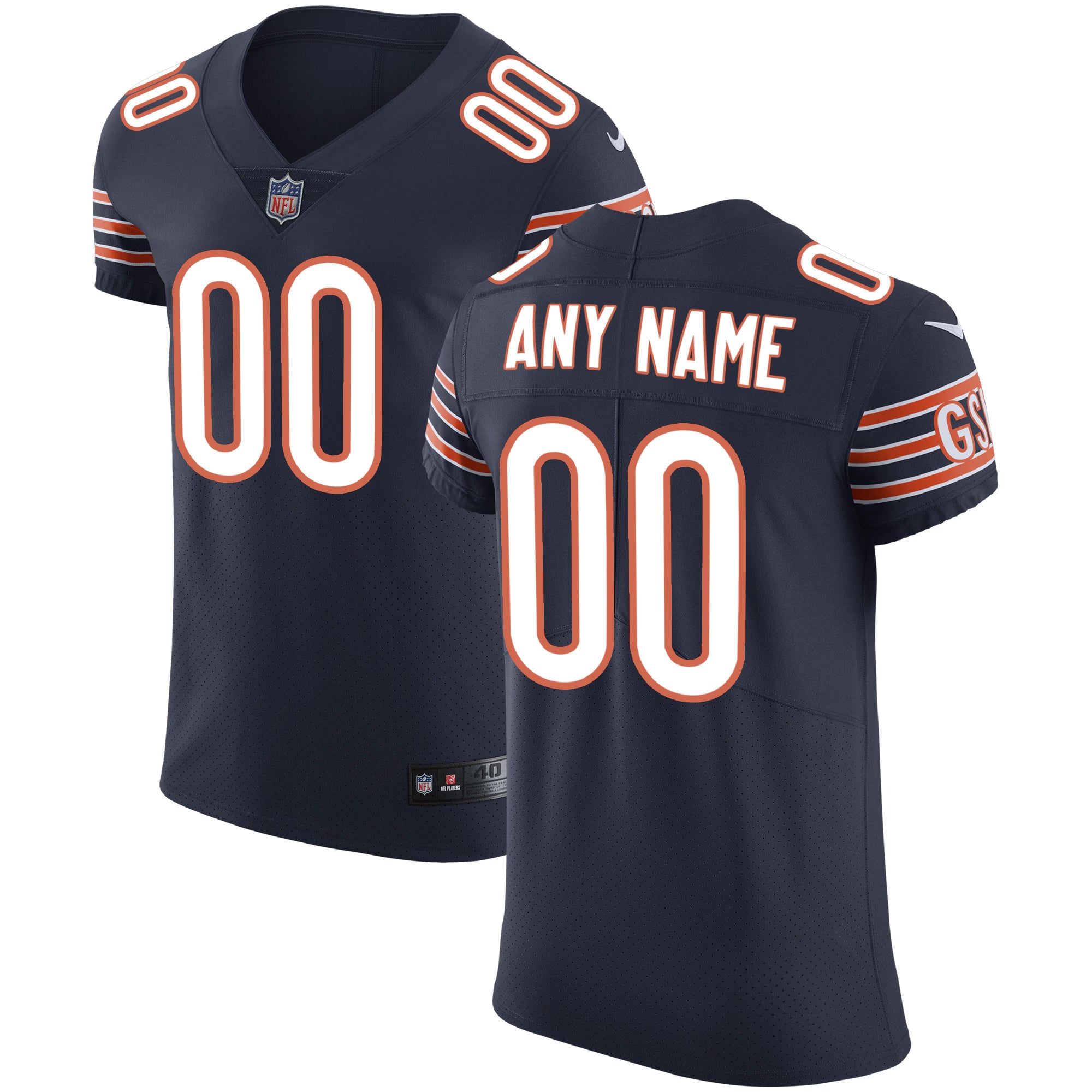 Chicago Bears Navy Vapor Untouchable Custom Elite Jersey