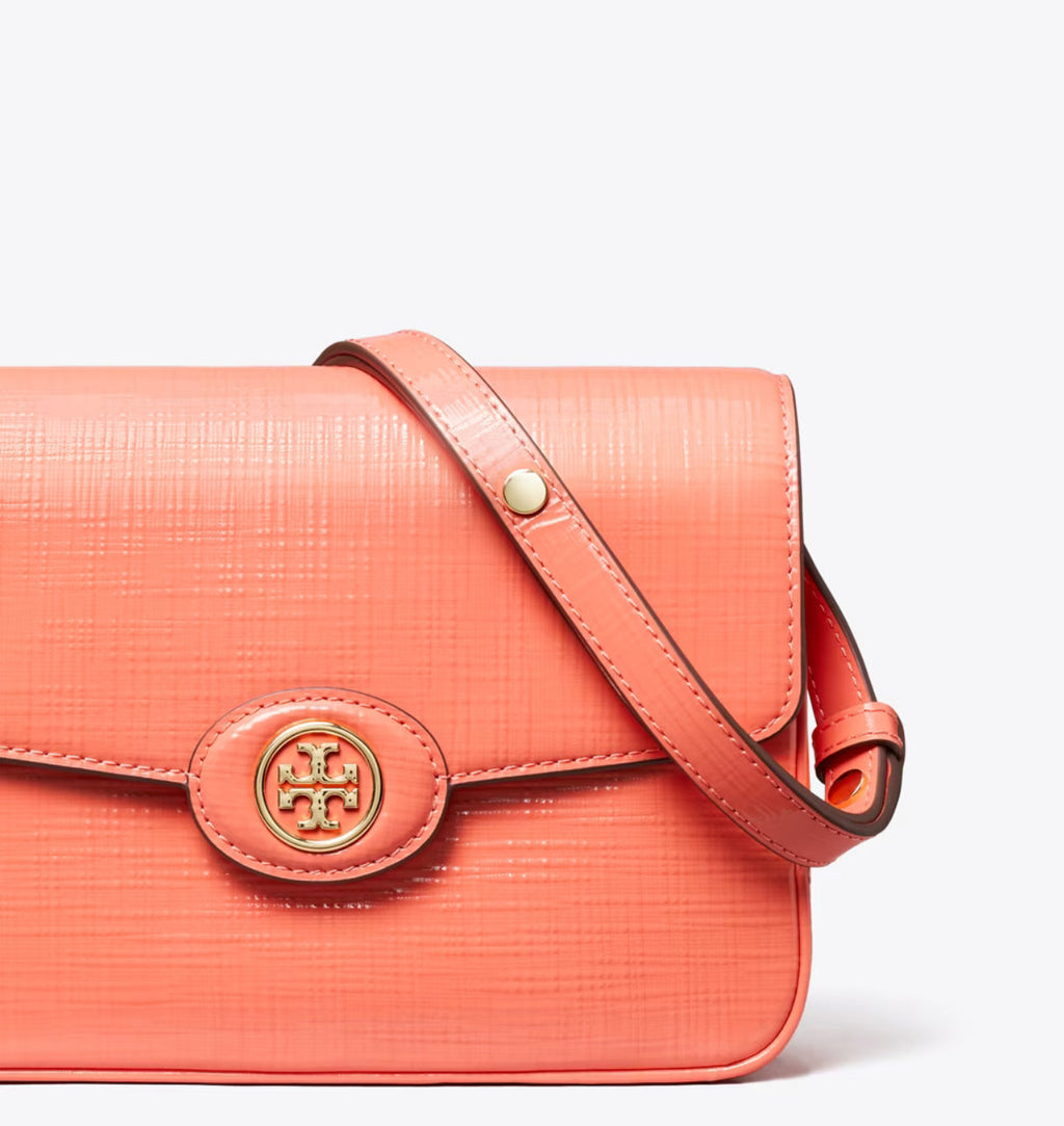 NWT Tory Burch Robinson Crosshatched Medium Convertible Leather Shoulder Bag with Dust Bag