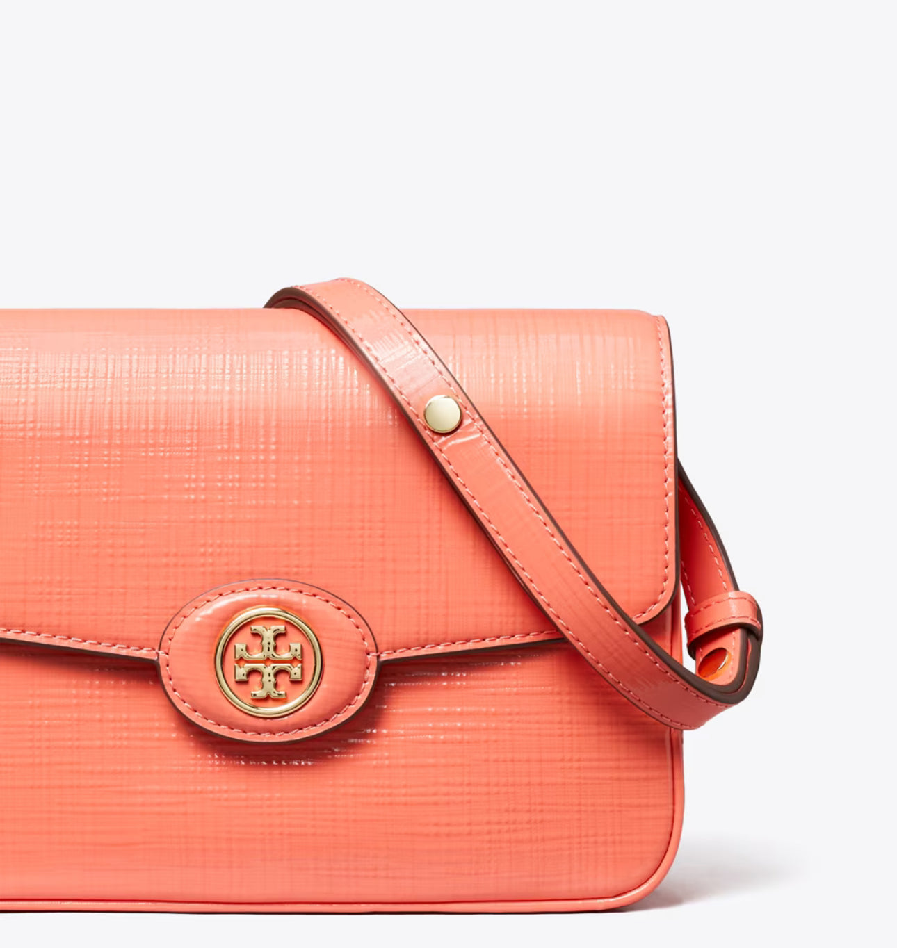 NWT Tory Burch Robinson Crosshatched Medium Convertible Leather Shoulder Bag with Dust Bag