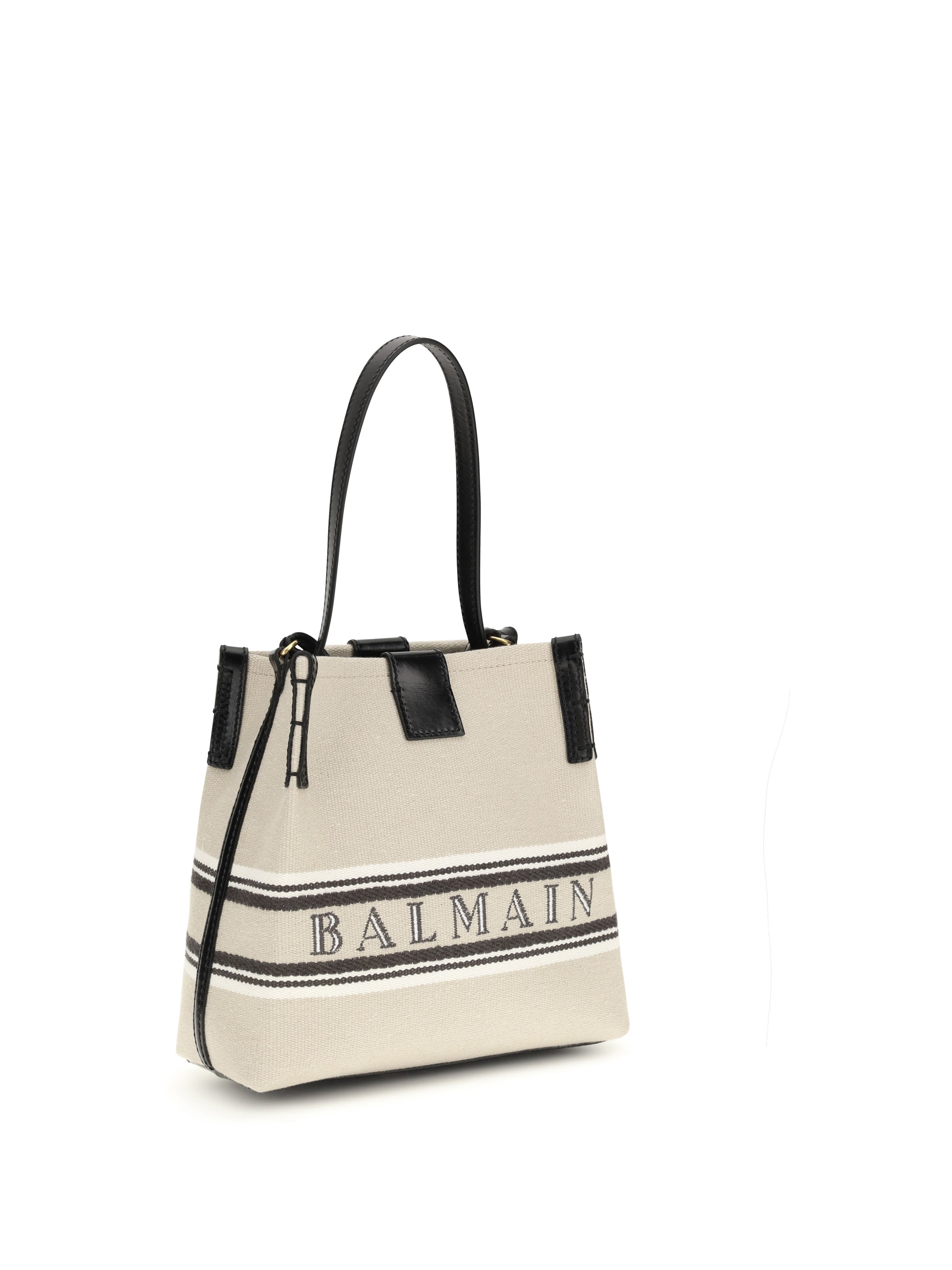 Balmain Women Release Bucket Bag In Canvas And Leather
