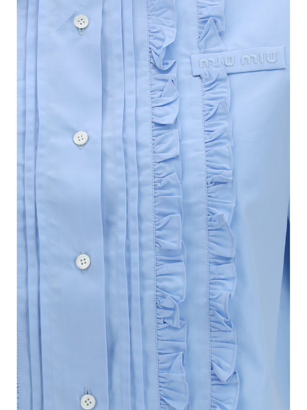 Miu Miu Women Poplin Shirt With Ruffle Details