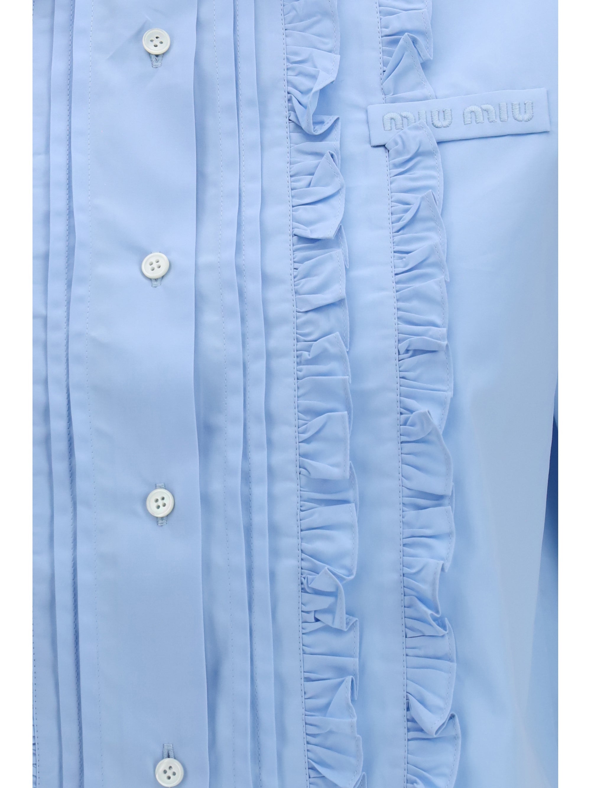 Miu Miu Women Poplin Shirt With Ruffle Details