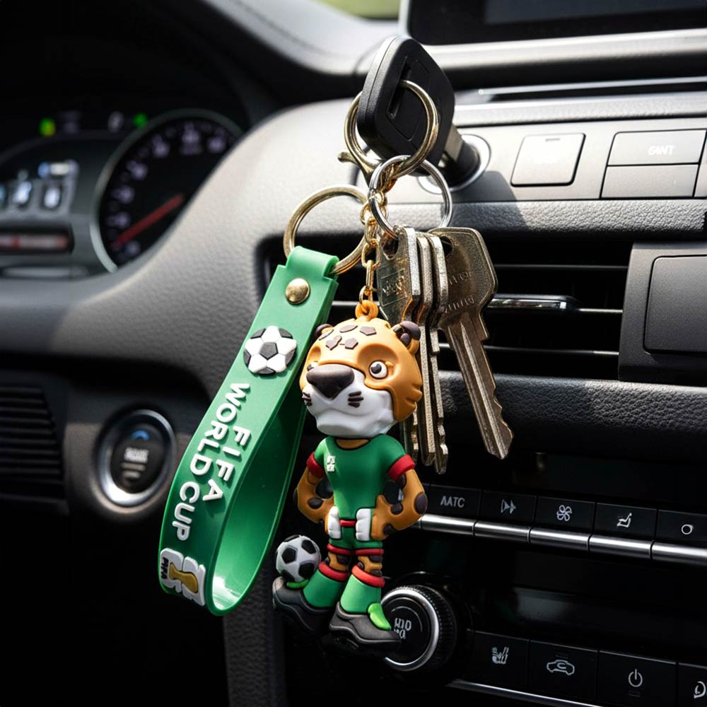 12PCS - FIFA World Cup 2026 Mexico Soccer Leopard Character Figure Strap Keychains
