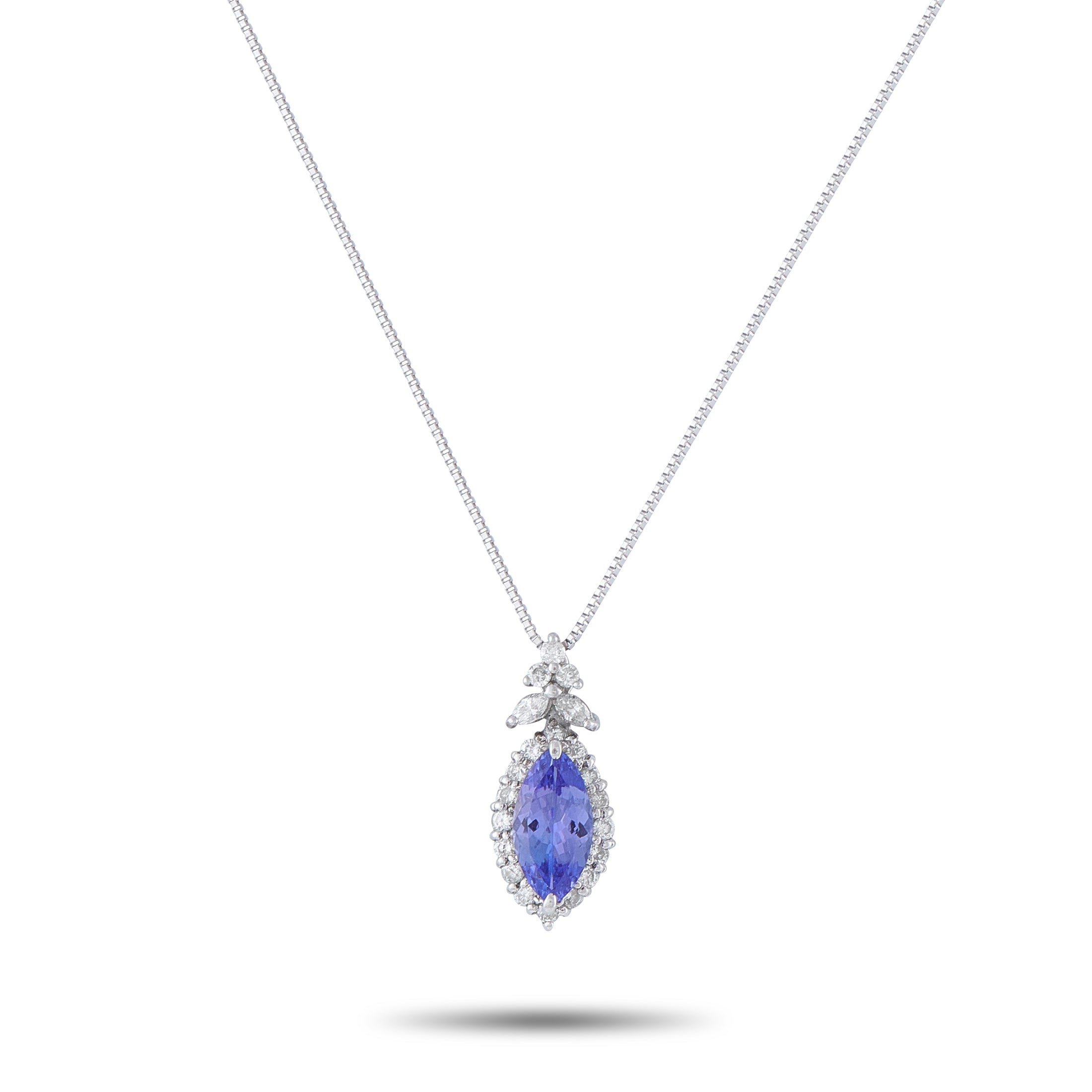 LB Exclusive Platinum 0.24ct Diamond and Tanzanite Pendant Necklace MF18-041326