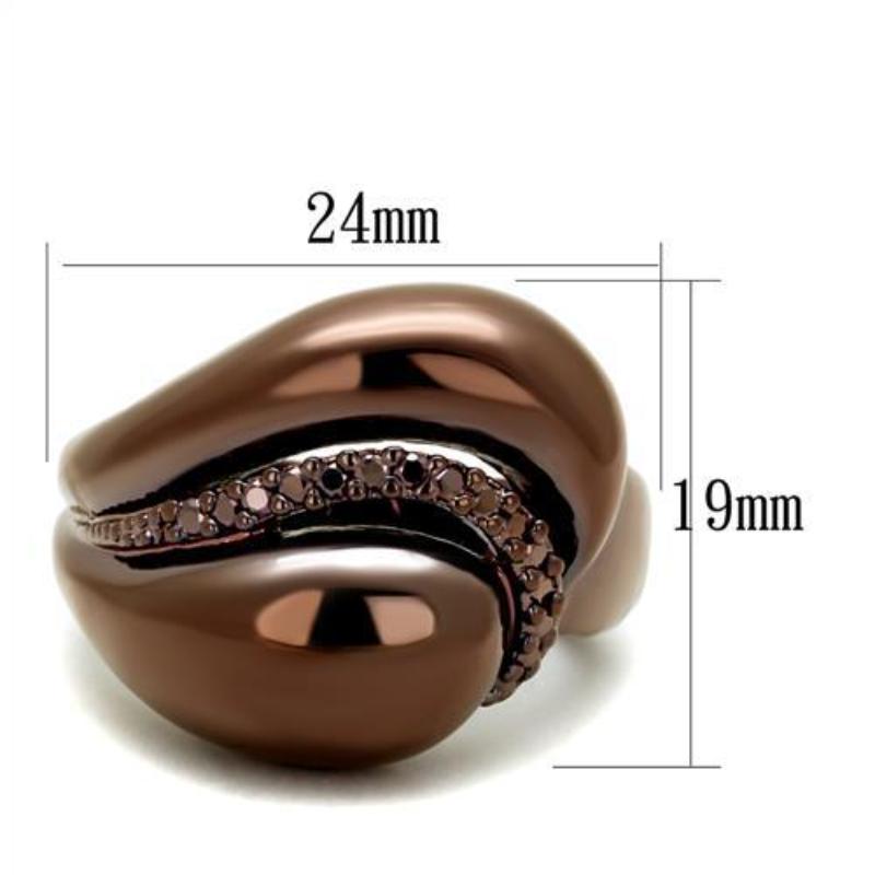IP Coffee light Brass Ring with AAA Grade CZ in Light Coffee