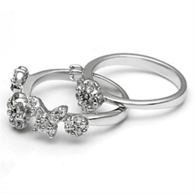 Rhodium Brass Ring with AAA Grade CZ in Clear
