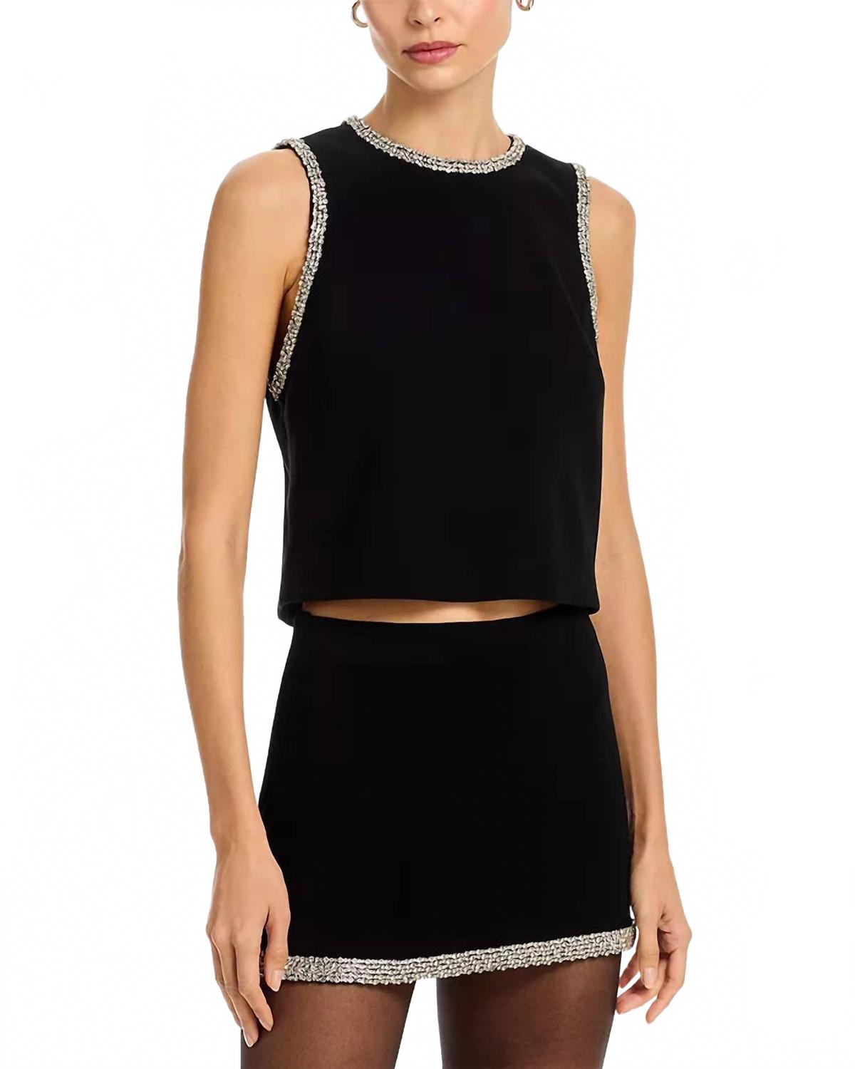 Amal Embellished Boxy Tank Top In Black