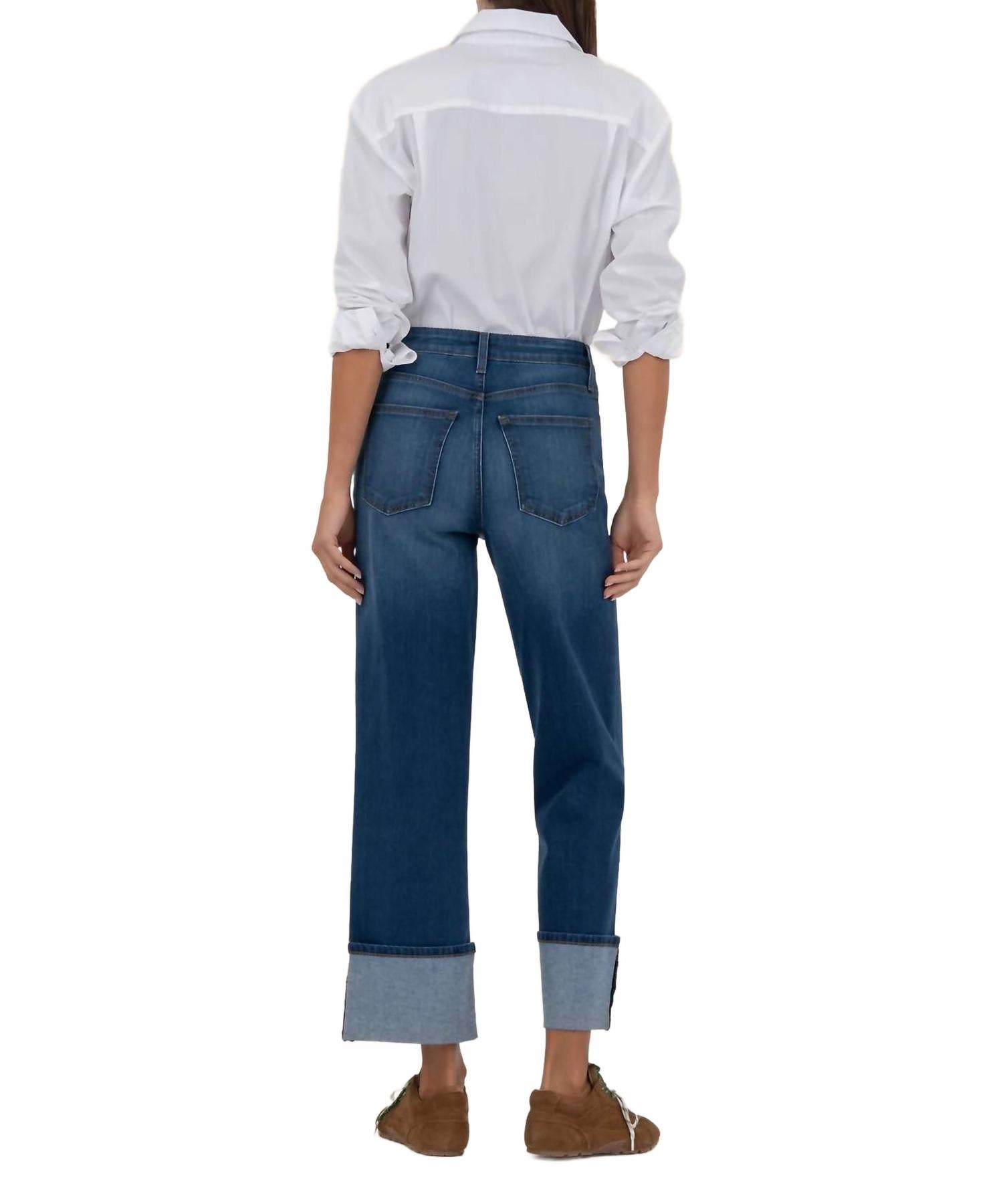 Sienna High Rise Straight Leg Jeans In Dark Wash