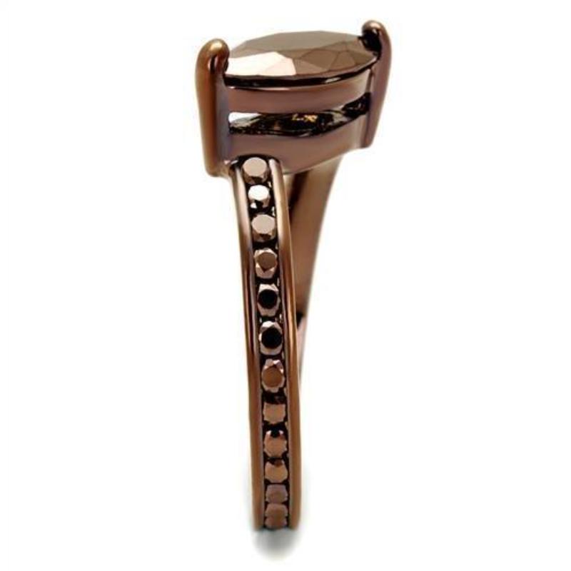 IP Coffee light Brass Ring with AAA Grade CZ in Light Coffee