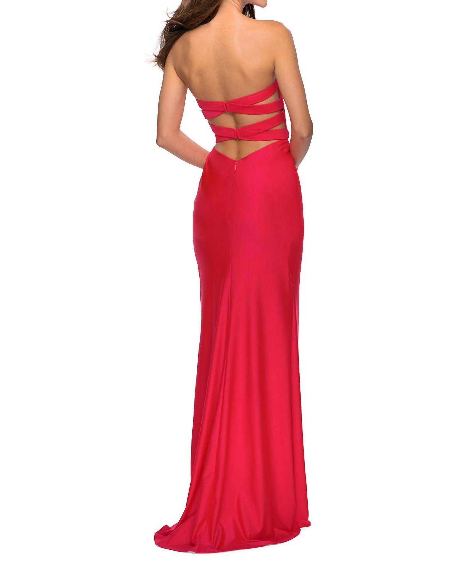 Strapless Prom Dress In Neon Coral