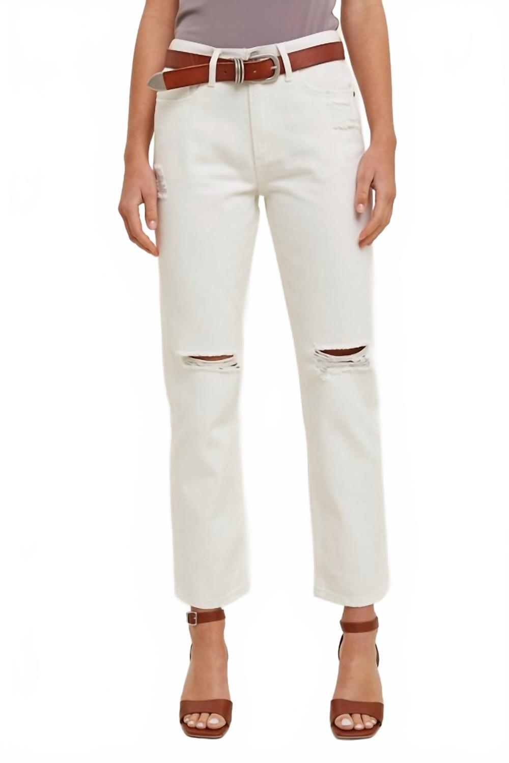 Light-Wash Loose Fit Denim Jeans With Distressed In White
