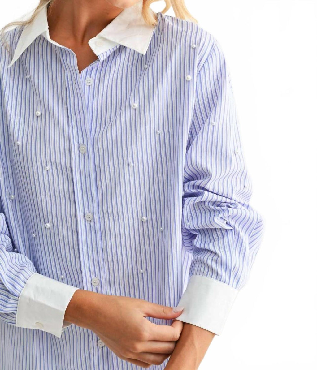 Jullian Top With Pearls In Blue
