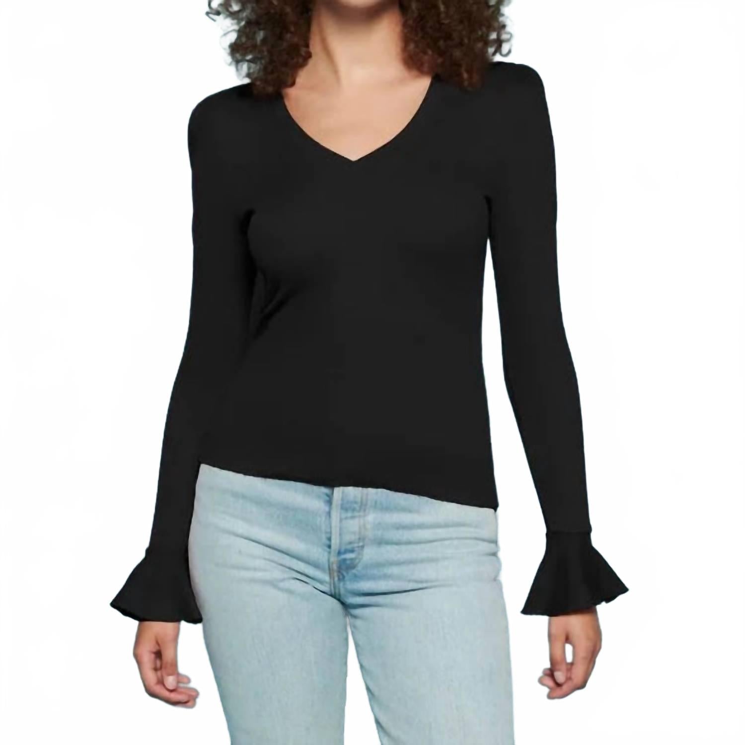 Silvia Long Sleeve Tee In Jet Black