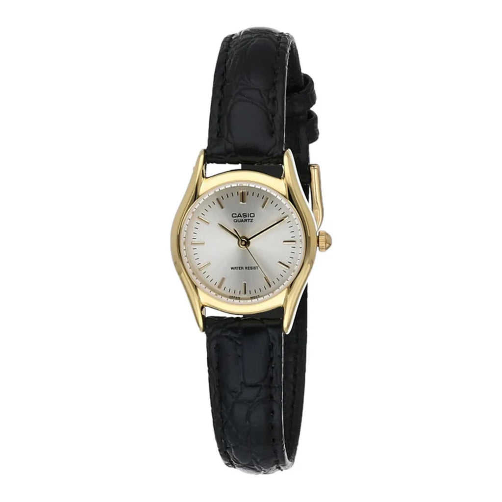 Casio Women’s Black Leather Band Analog Watch White Dial- LTP-1094Q-7ARDF