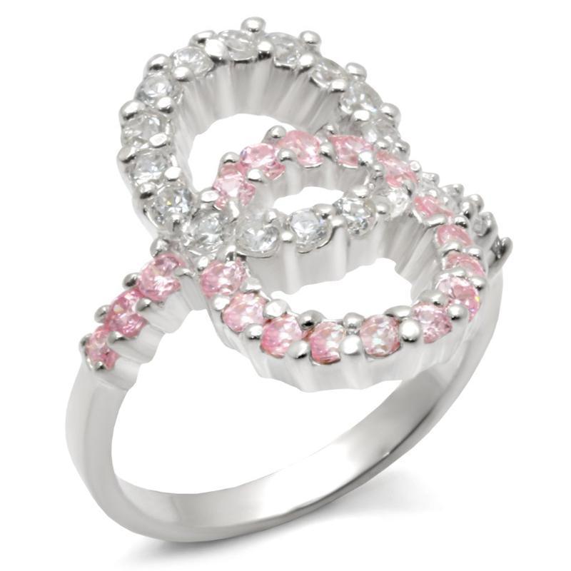 High-Polished 925 Sterling Silver Ring with AAA Grade CZ in Rose