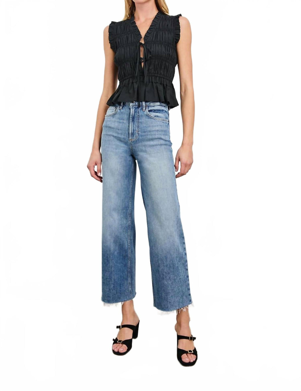 Getty Crop Wide Leg Jean In Tradewind