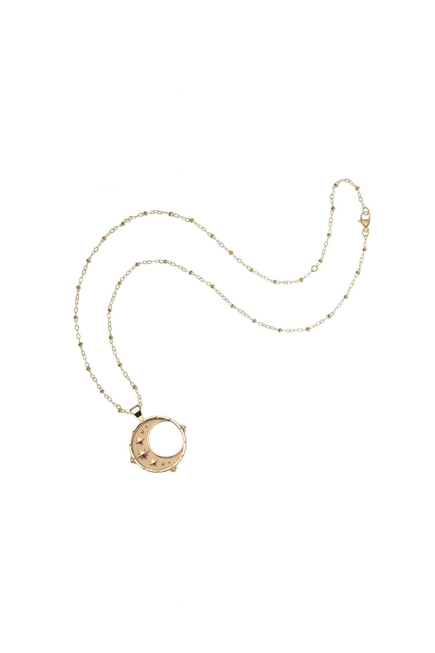 Women's Forever Moon And Back Pendant Necklace In Gold
