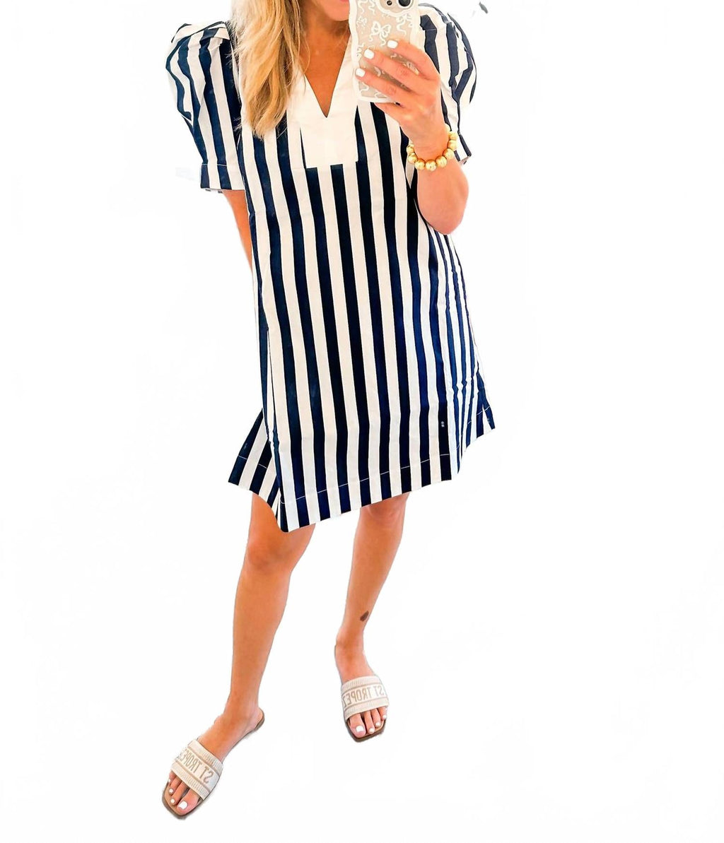 Stripe Dress In Navy And White