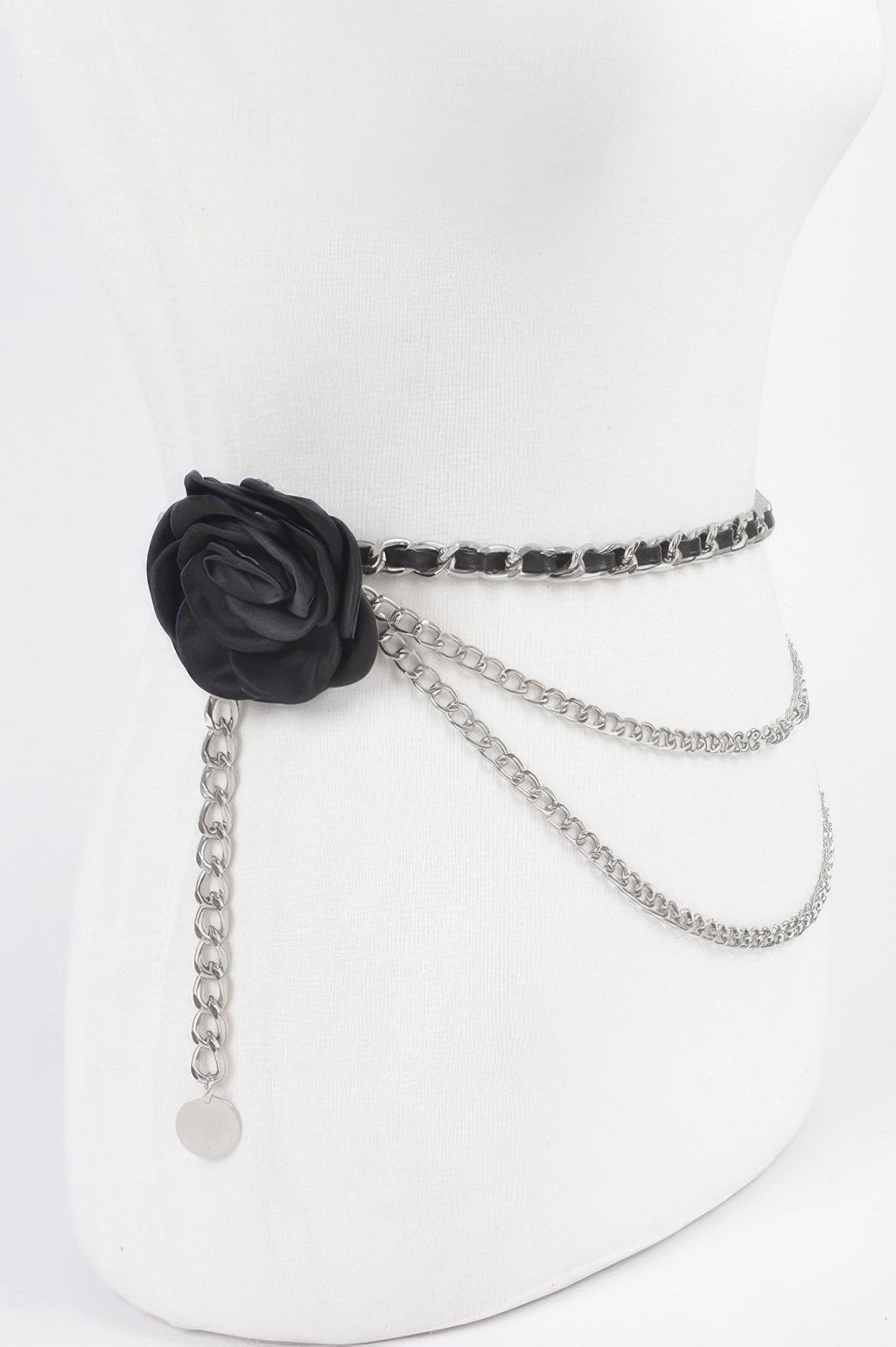 Flower Metal Double Layered Chain Belt