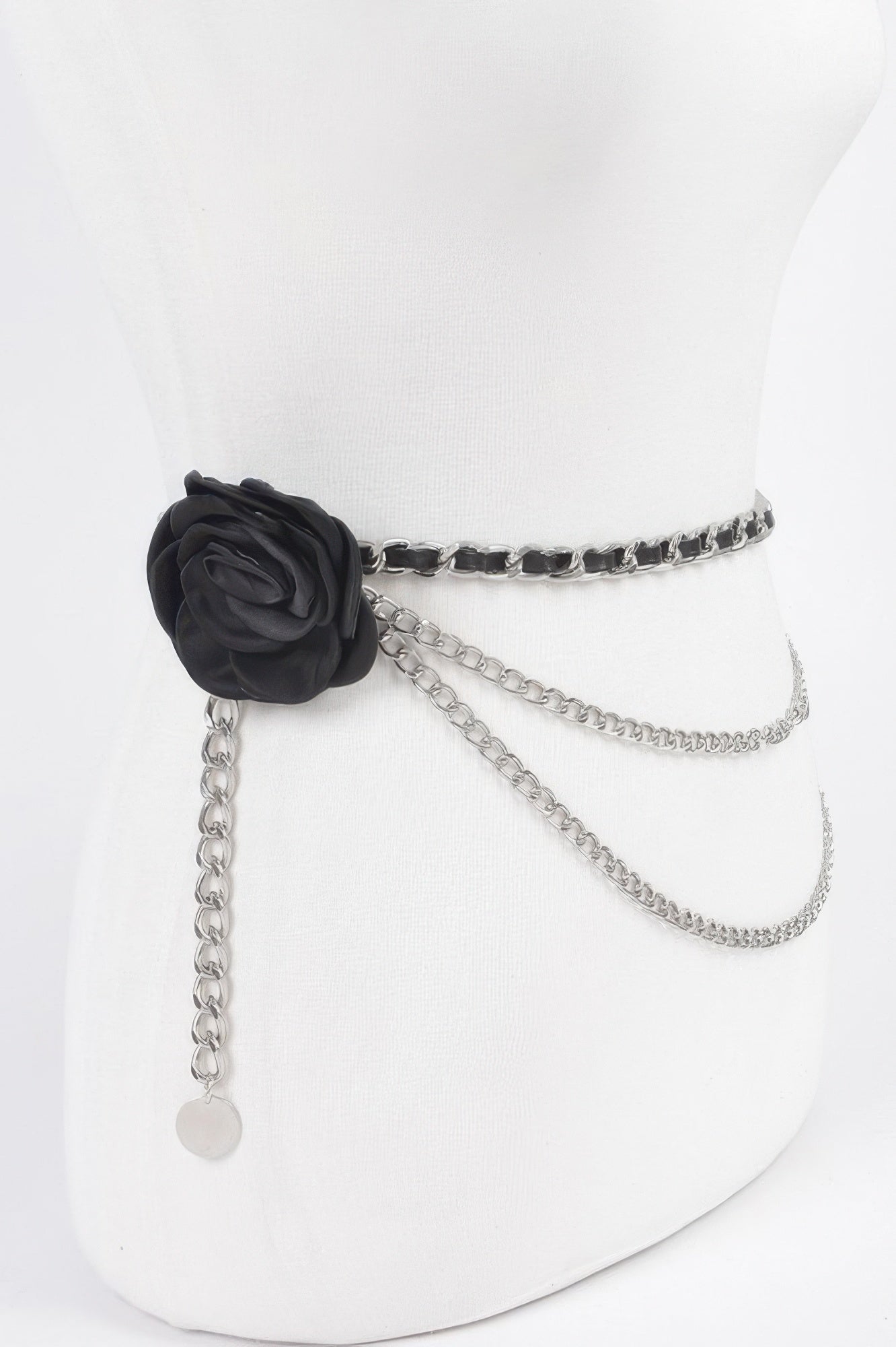 Flower Metal Double Layered Chain Belt
