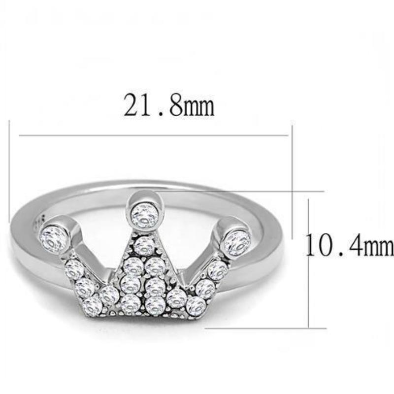 High polished (no plating) Stainless Steel Ring with AAA Grade CZ in Clear