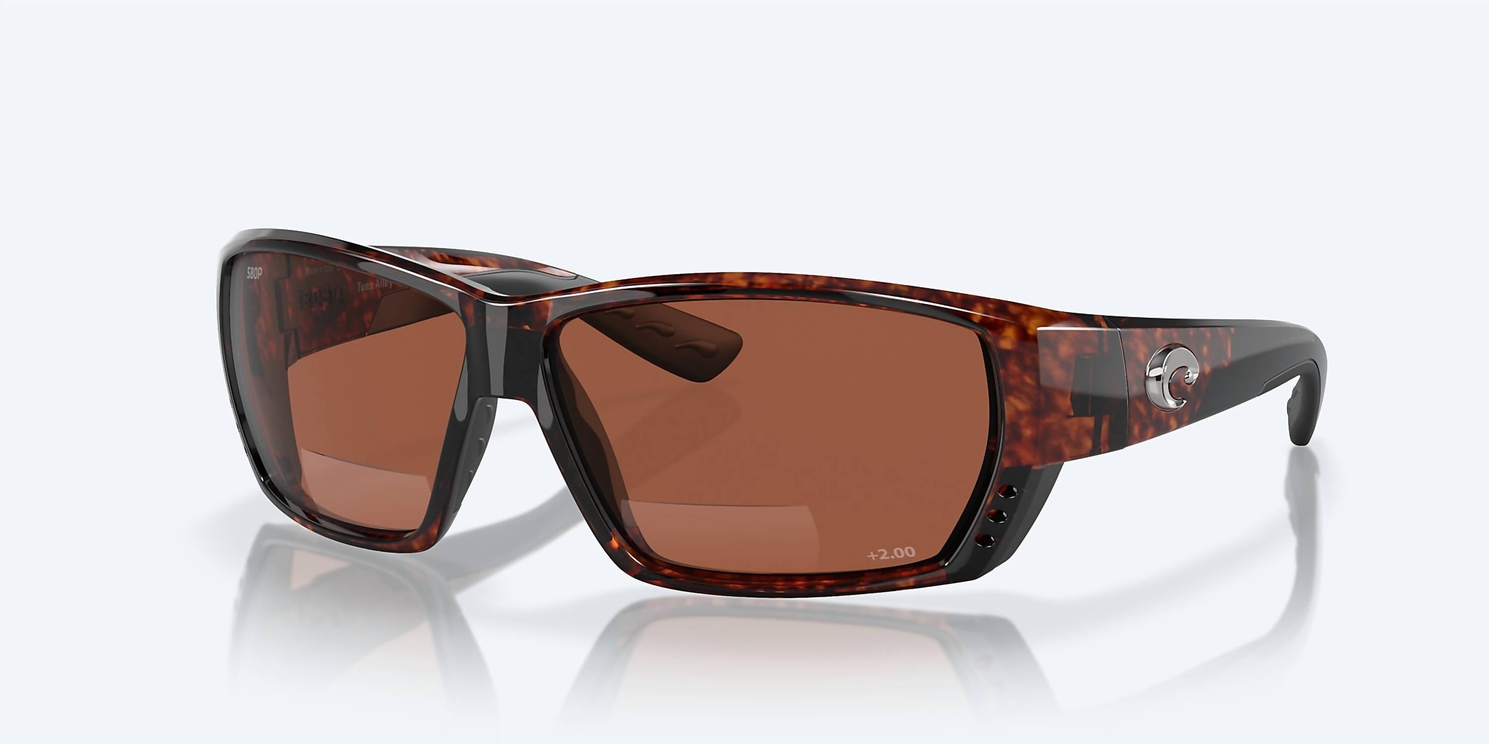 Men's Tuna Alley Reader Rectangular Polarized Sunglasses In Tortoise/copper